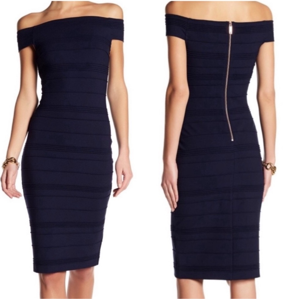 NWT Ted Baker Striped Texture Bardot Dress
